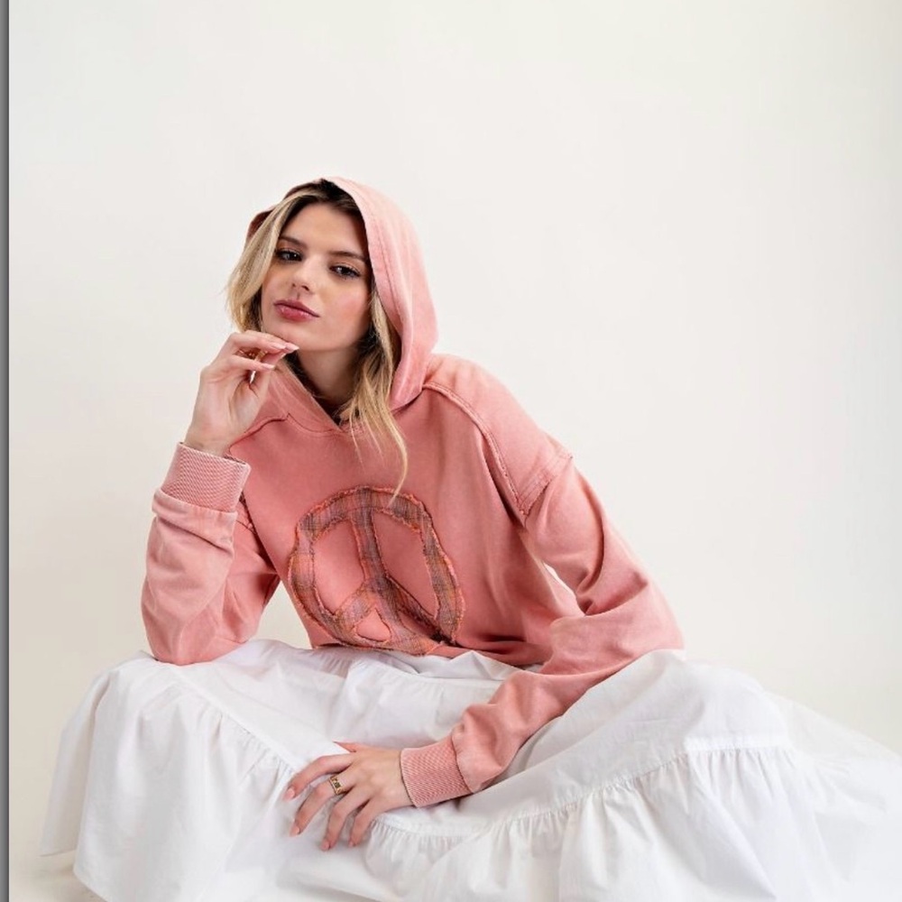 Easel Coral Peace Sign Women's Hoodie
